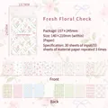 Fresh floral and check pattern decorative paper for scrapbooking and DIY journal art - 30 Pieces/Pack / Fresh Floral Check