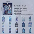 Sea Window Reverie PET sticker pack with 15 unique stained glass ocean designs for journaling - 30 Pcs / Sea Window Dreamland