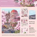 Detailed overview of Sakura City scenery stickers including layout and component dimensions - Sakura City Theme