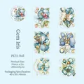 Elegant floral PET decorative tape roll with vintage orchid and iris illustrations for scrapbooking - Gem Iris