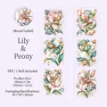Lily and Peony theme floral PET decorative tape for journaling and scrapbooking - Lily Peony