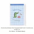 Mini glue-bound notebook with blue grid cover featuring a cute cartoon crocodile - 50 Sheets (70x108mm) / Crocodile Note