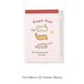 Mini pink grid notepad with cute cat illustrations and 50 blank pages, size 70x108mm - 50 Sheets (70x108mm) / Cat Murmur