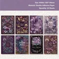 Vintage floral material paper set Aster Grimoire purple botanical scrapbooking 24 sheets - Aster Grimoire