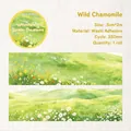 Green pasture washi tape for journaling with watercolor flower design and 350mm loop length - Wild Field Daisies