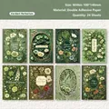 Vintage botanical scrapbooking paper pack with 24 floral sheets in green hues - Wildwood Green