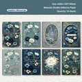 Retro sapphire blue floral scrapbook material paper sheets for junk journaling - Sapphire Manuscript