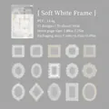 Eleganti adesivi in pizzo PET bianco con 15 motivi europei vintage per scrapbooking - 30 pezzi / Cornice Bianca Morbida