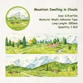 Wandering Green Pasture series Washi tape for journal decoration and scene collage - Mountain Dwelling in Clouds / 0.5cm*2m