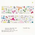 Détails de motifs de trombones et nœuds colorés sur ruban adhésif PET décoratif - Pinces colorées