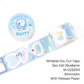 Blauwe dessert thema gestanste washi tape voor DIY journaling decoratie 30mmx3m - Zeezout Bosbes