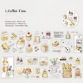 Matte PET decorative tape with Coffee Time watercolor illustrations for scrapbooking - 50mmx2m / Coffee Time