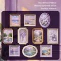 Vintage oil painting frame stickers in lavender theme for DIY journal decoration - 10 Pieces / Lavender Floral Verse