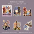Lot de stickers de paysages naturels pour scrapbooking, 10 feuilles par paquet - Vue sur le Lac / 10 Pièces/Paquet