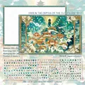 Set di adesivi puzzle laser argento 3D scenario orientale con cervo e nuvole - Cervo Nascosto nelle Nuvole