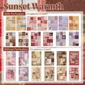 50 sheets of white kraft material paper with patchwork embroidery patterns for DIY journaling. - Sunset Warmth / 50 Sheets