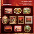 10-piece Scarlet Bloom Sunset vintage landscape painting stickers for DIY scrapbooking - 10 Pieces / Scarlet Bloom Sunset