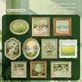 Vintage miniature oil painting frame stickers, mint green series for DIY journaling decor - 10 Pieces / Mint Quiet Retreat
