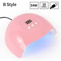 Professional pink 54W USB LED nail dryer lamp with 18 LEDs for fast gel polish curing - X4 Style (54W/18 LEDs)