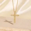Elegante goldfarbene Kreuzhalskette mit funkelnden Zirkonia-Steinen für modebewusste Frauen. - Perlenkante Pave Zirkonia Stil (C00075) / 18K-Gold / Gold