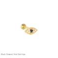 Detailed view of the gold-tone evil eye cartilage stud with a black diamond center - Black Rhinestone Stud (EH1023) / Black Rhinestone (Gold Tone)