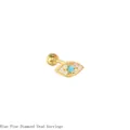 Detail of evil eye stud earring with turquoise and diamonds in gold - Turquoise Look (Gold Color Metal)
