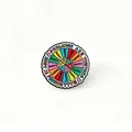 Detailed view of colorful motivational enamel pin badge measuring 3.1cm by 2.9cm - Rest Is Productive