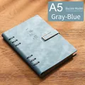 Gray-blue A5 business leather loose-leaf notebook binder with 200 sheets of paper - A5 / Metal Buckle Style (Forward Together) / Grey Blue