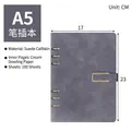 Premium grey A5 PU leather binder notebook featuring 6 rings and 100 sheets of cream paper - A5 / Light Gray