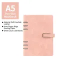A5 soft pink PU leather loose-leaf notebook with 100 sheets and metallic binder rings - A5 / Pink