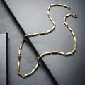 Collier chaîne minimaliste en acier titane doré avec motifs losanges bambou chic - Collier Bambou / 45cm / Or