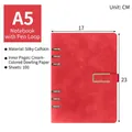 Red A5 loose-leaf notebook made of PU leather with 100 sheets and pen holder design. - A5 / Red