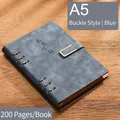 Premium business blue A5 loose-leaf faux leather notebook with buckle closure and 200 pages - A5 / Metal Buckle Style (Bright Future) / Blue