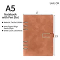 A5 brown PU leather loose-leaf notebook with 100 sheets, 17x23cm size - A5 / Brown