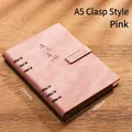 A5 pink soft leather business binder notebook with magnetic buckle closure and 200 pages - A5 / Metal Buckle Style (Encounter Beauty) / Pink