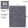 Professional B5 gray PU leather loose-leaf notebook with 100 sheets and magnetic buckle strap - B5 / Light Gray