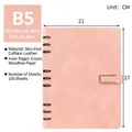 Soft pink B5 PU leather loose-leaf notebook with 100 sheets of cream paper and pen loop - B5 / Pink