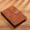 Elegante cuaderno A5 de cuero marrón con cierre de hebilla, contiene 200 páginas - A5 / Metal Buckle Style (Ride The Waves) / Marrón
