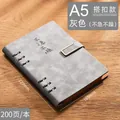 Cuaderno de negocios A5 gris en cuero sintético con cierre metálico y 200 páginas - A5 / Metal Buckle Style (Calm and Patient) / Gris