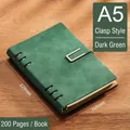 Cuaderno A5 de cuero verde oscuro con carpeta de hojas sueltas y 200 hojas de papel - A5 / No Text - Buckle Style / Verde Oscuro