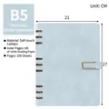 B5 light blue skin-feel faux leather loose-leaf notebook with 100 sheets cream paper - B5 / Light Blue