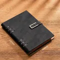 Cuaderno A5 de cuero negro de hojas sueltas con cierre de hebilla magnética y 200 páginas - A5 / No Text - Buckle Style / 200 páginas / Negro