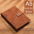 Cuaderno A5 profesional de cuero marrón con cierre de hebilla, 200 páginas - A5 / No Text - Buckle Style / 200 páginas / Marrón
