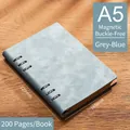 Cuaderno profesional A5 azul grisáceo de hojas sueltas con tapa de cuero y 200 páginas - A5 / Sin Texto - Sin Hebilla / 200 páginas / Azul grisáceo