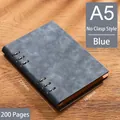Cuaderno A5 de cuero azul con hojas sueltas sin hebilla, 200 páginas, 229x169 mm - A5 / Sin Texto - Sin Hebilla / 200 páginas / Azul