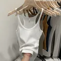 Comfortable white slim fit ribbed knit racerback tank top for women in summer style - Off White