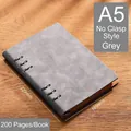Cuaderno A5 de cuero gris premium con 200 páginas y un diseño minimalista sin hebilla - A5 / Sin Texto - Sin Hebilla / 200 páginas / Gris