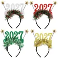 Set of four colorful 2027 New Year headbands with glitter numbers and tinsel. - 2027 New Year Eve Party Decorative Headband / Set of 4 / Multicolor