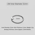 Silver metal loose-leaf binding ring with 21mm inner diameter and 2.2mm wire thickness - 25# Inner Diameter 21mm / Silver