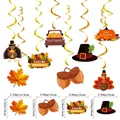 Décorations de fête de Thanksgiving avec feuilles d'érable et motifs citrouille - Spirales de Thanksgiving Pack de 8 Style B